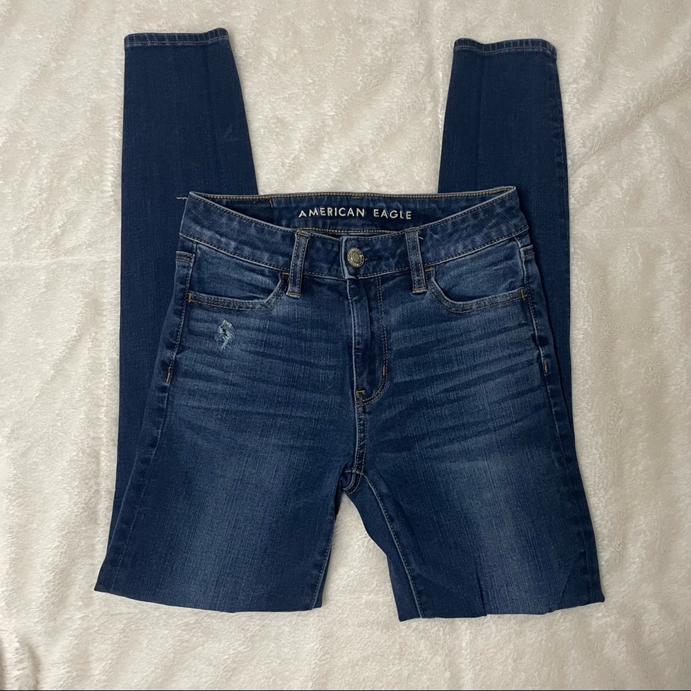 American Eagle Dark Denim Distressed Skinny Jean